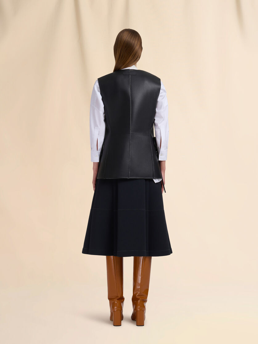 Black leather waistcoat with side slits - Waistcoats - Image 3