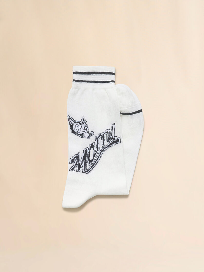Dunkelblaue Baumwollsocken mit Jacquard-Stickerei - Socken - Image 2