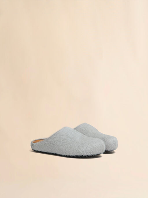 Grey long hair calfskin Fussbett sabot - Clogs