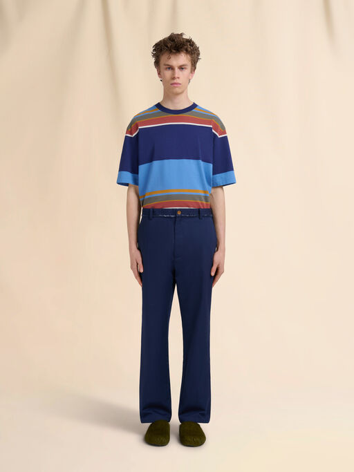 Blue organic gabardine trousers with Trunkaroo logo - Pants