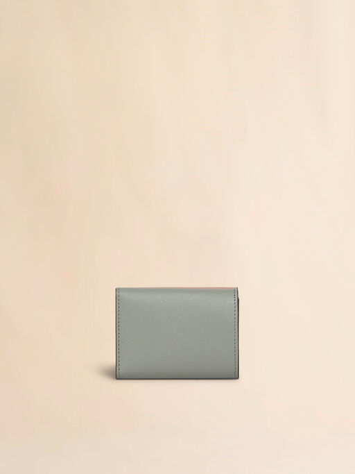 ライトピンク、ホワイト＆グレー サフィアーノレザー製三つ折りウォレット - 財布