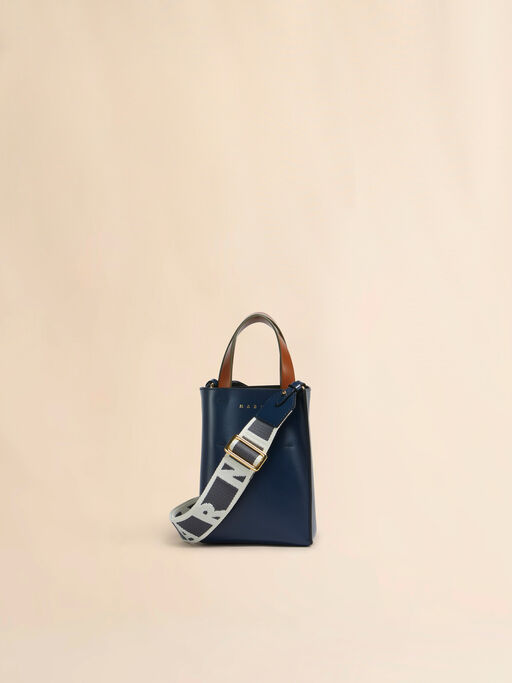 Blue grey and brown leather Museo nano bag - Shopping Bags