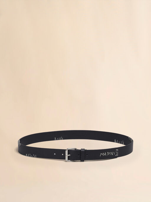Black leather belt with Marni Mending - Belts