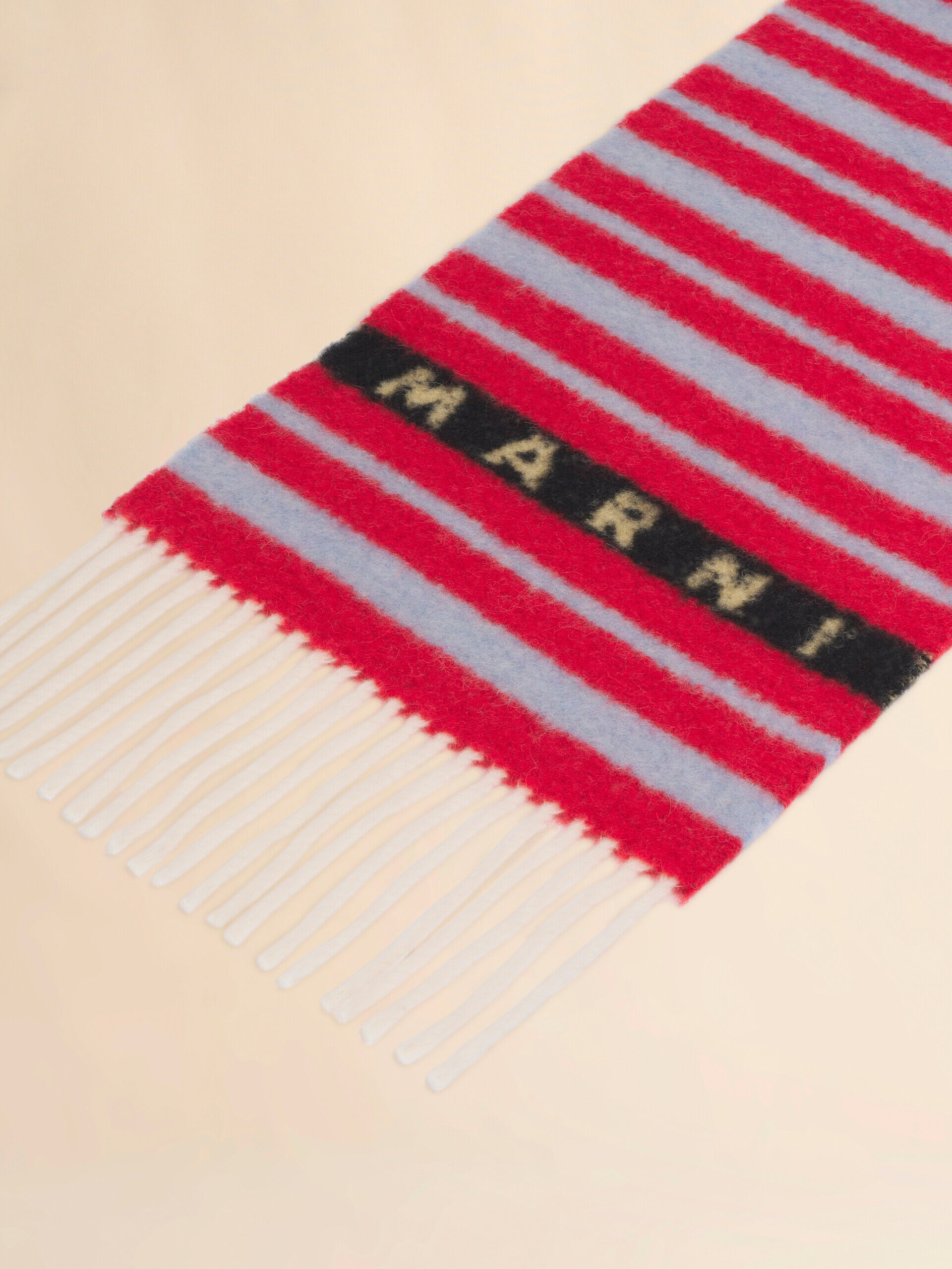 レッド アルパカ＆ウールマフラー ストライプパターン | Marni