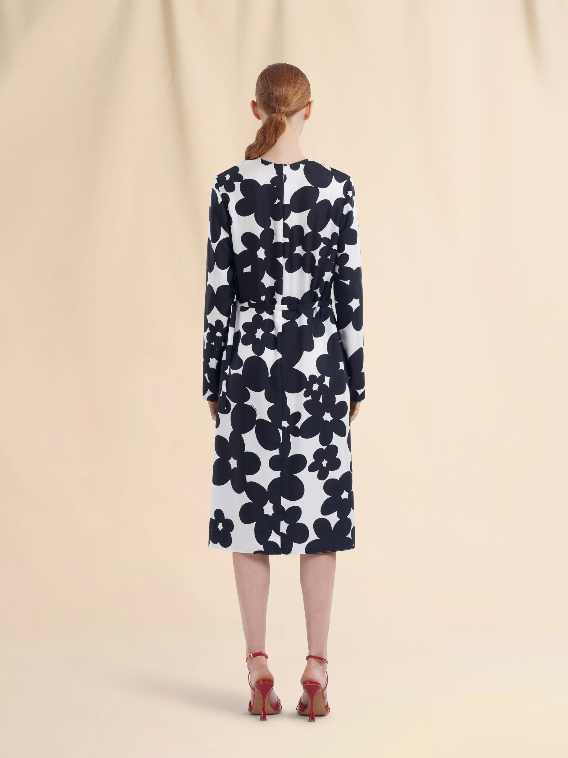 ブラック ホワイト Dillies プリント シルクドレス | Marni