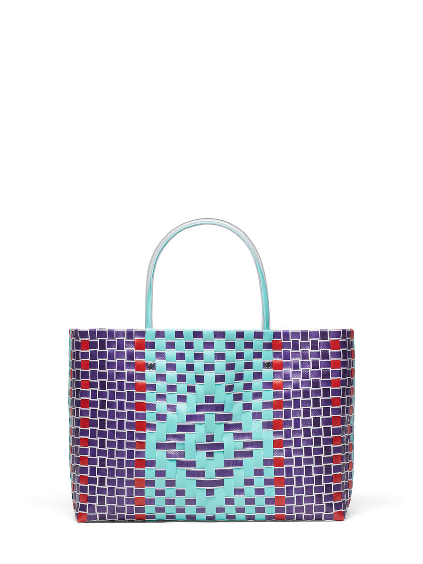 MARNI MARKET BASKET bag in multicolor blue woven material - Shopping Bags - Image 3