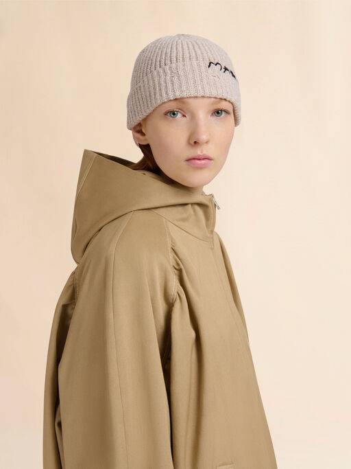 Beige wool beanie with Marni Mending embroidery - Hats