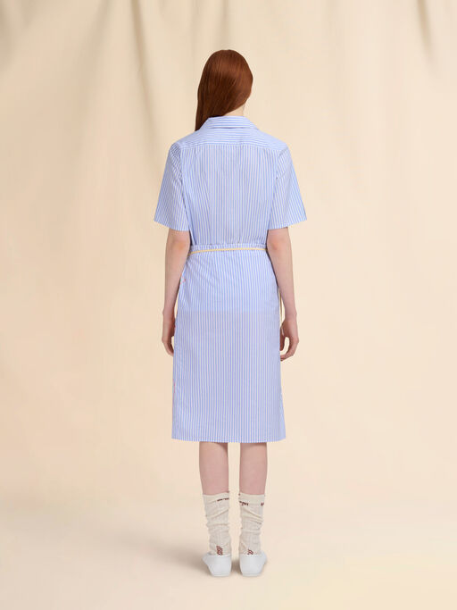 Light blue striped poplin wrap skirt - Skirts