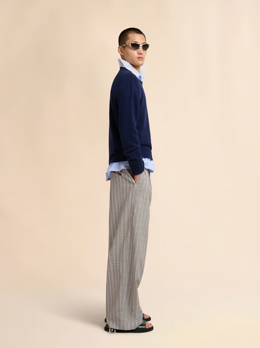 Blue striped poplin bowling shirt with contrast accents - Shirts