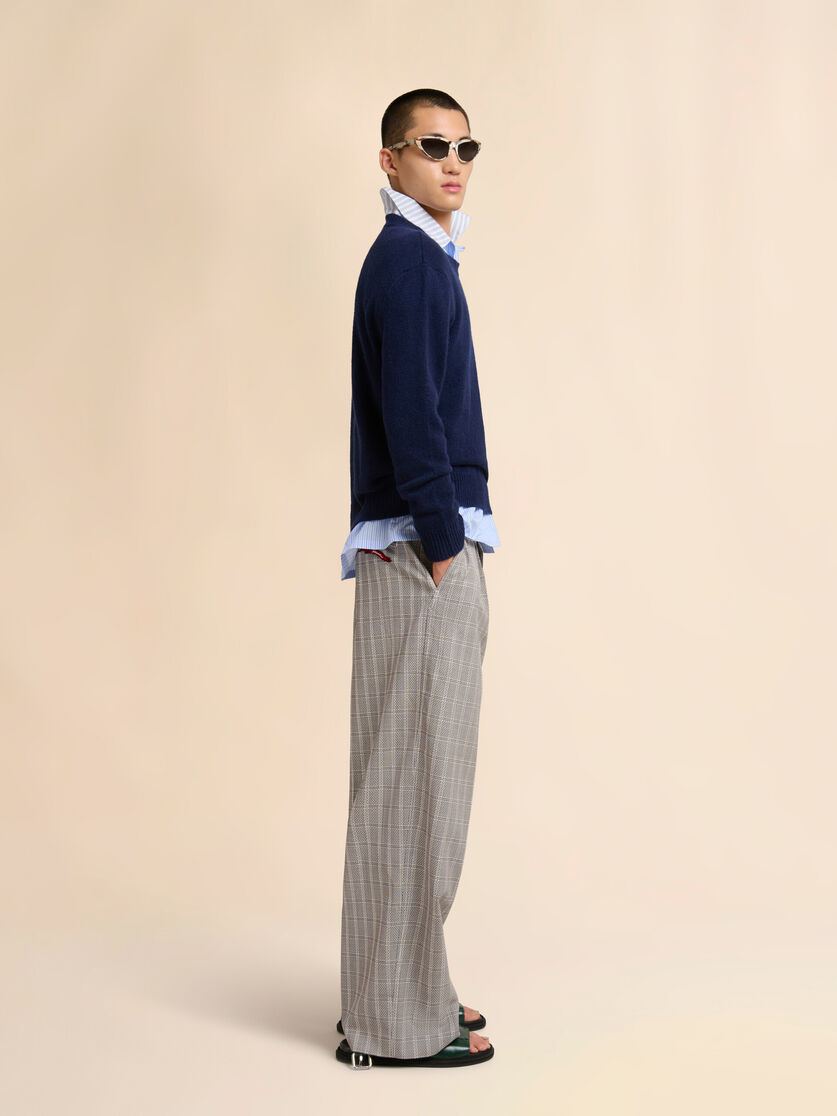 Blue striped poplin bowling shirt with contrast accents, Image 5