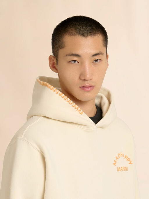 Marni + Madhappy cream cotton hoodie with arch logo print - Sweaters