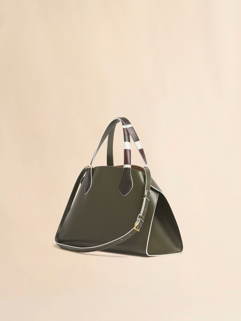 Green leather Overlap medium handbag, Image 3