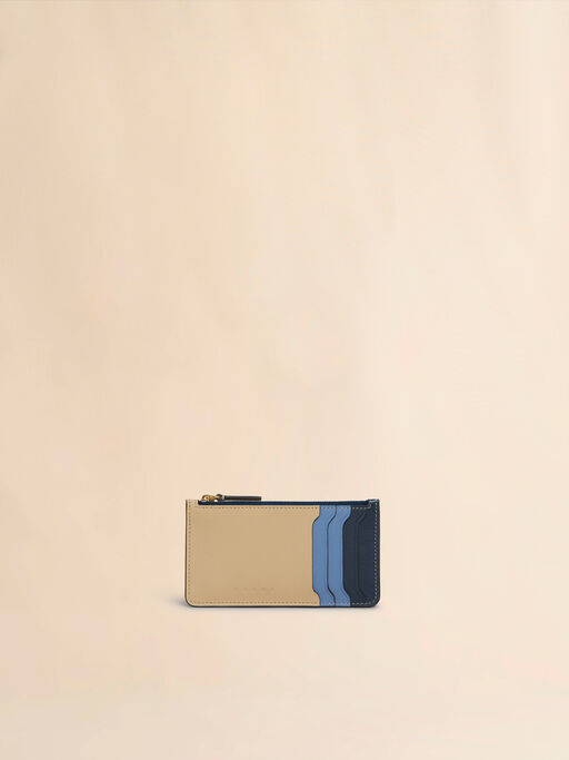 Beige, blue, and light blue leather Trunkaroo cardholder - Wallets