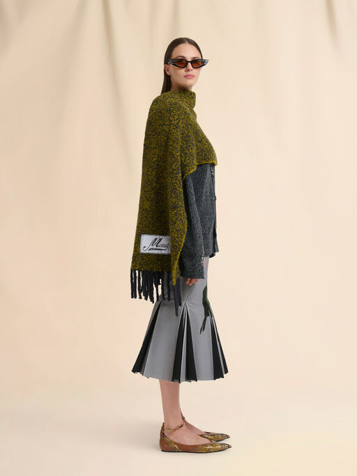Grey velvet skirt with tulip print - Skirts