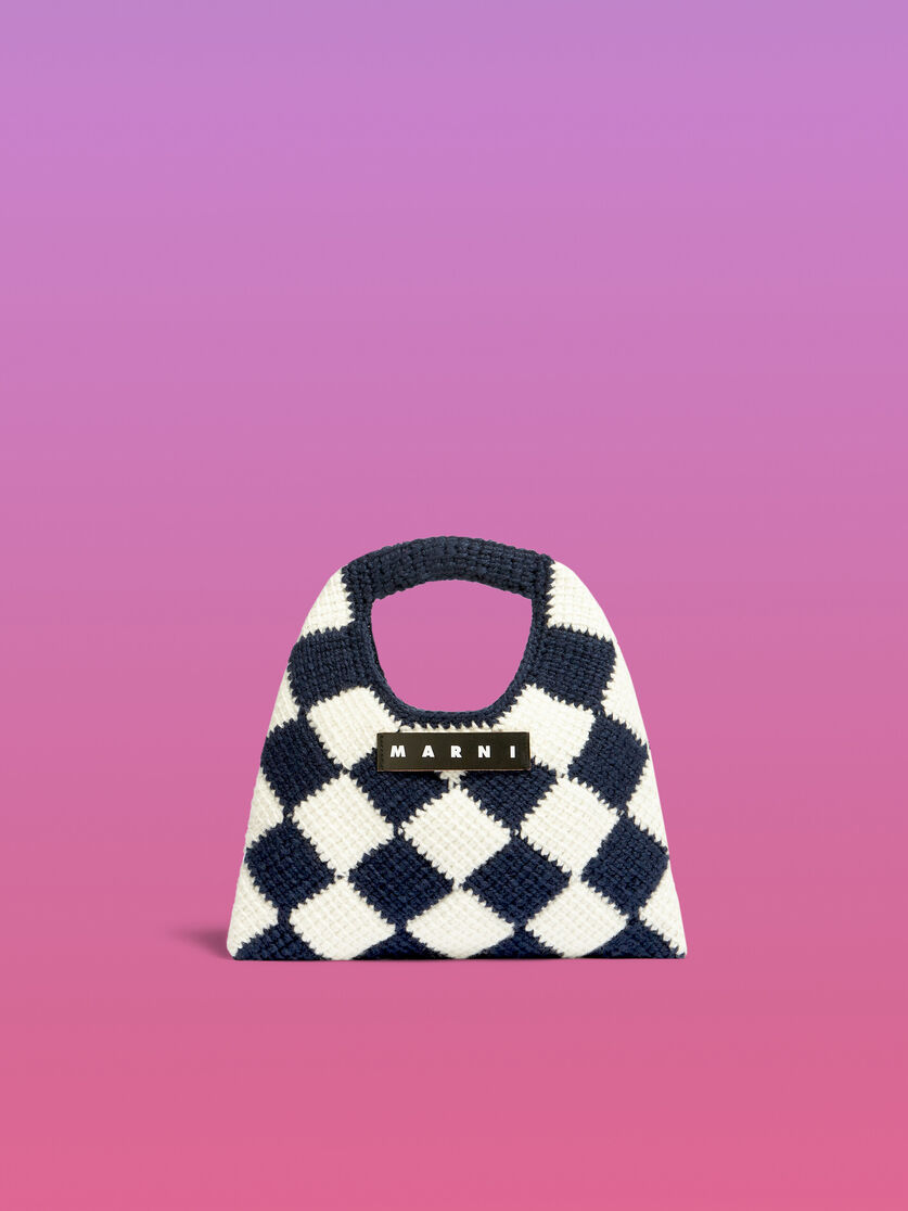 Marni-market - Marni Market Diamond Mini Bag in Pink and Brown Tech Wool - Shopping Bags - Woman