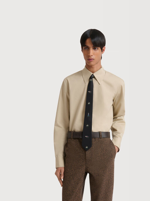Camicia sartoriale in popeline beige - Camicie