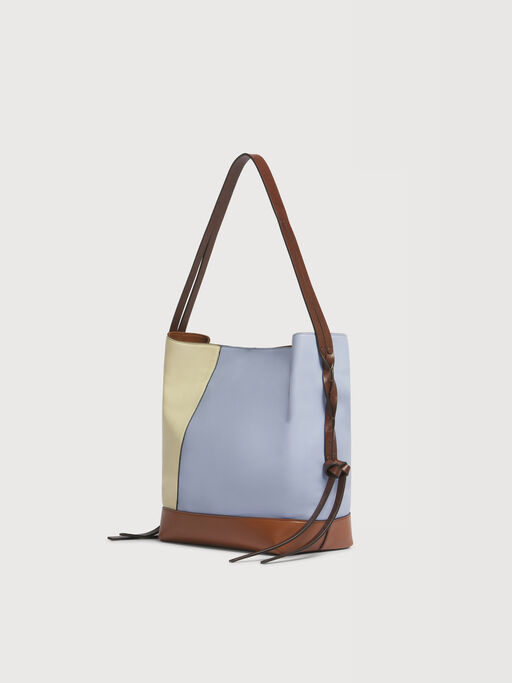 Borsa hobo Pod 2.0 piccola in pelle blu, crema e marrone - Borse a spalla