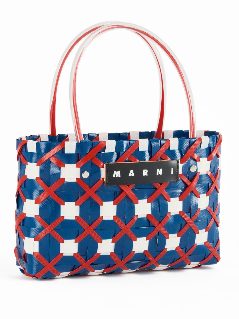 MARNI MARKET Tote Bag mit Karomuster in Blau und Weiß - Shopper - Image 4
