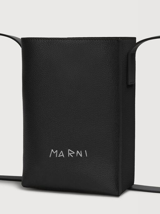 Black leather Museo Nano Bag with Marni Symbol embroidery - Shoulder Bag