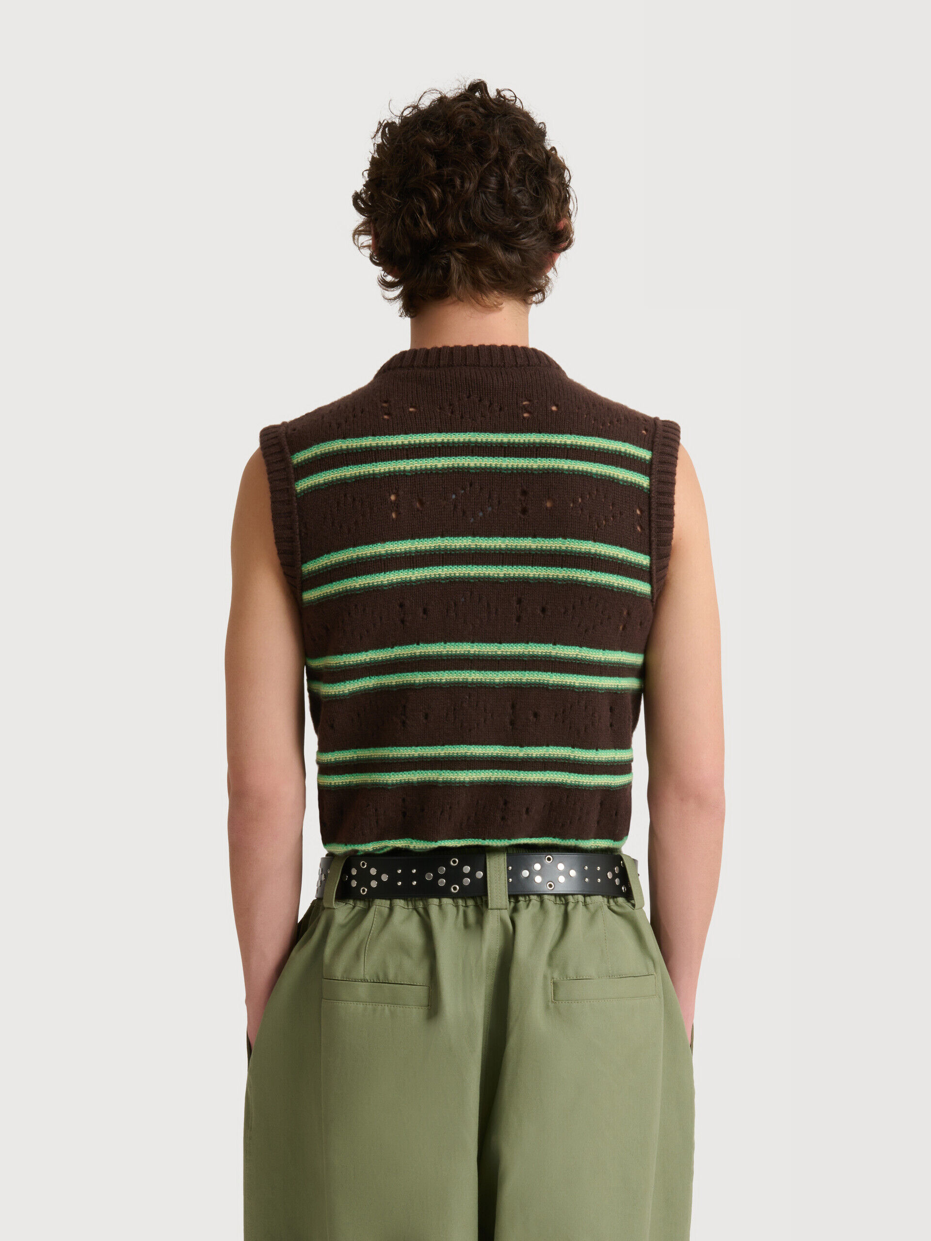 Brown cashmere vest with openwork knit | Marni