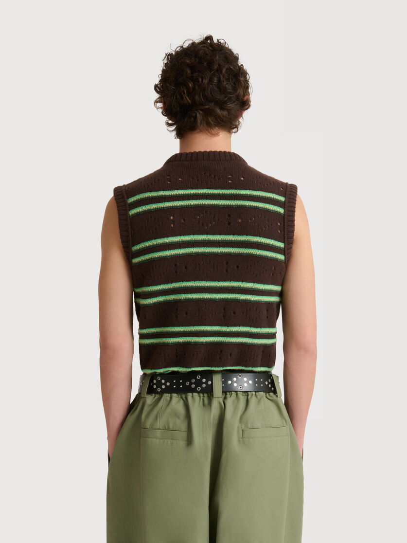 Brown cashmere vest with openwork knit, Image 6