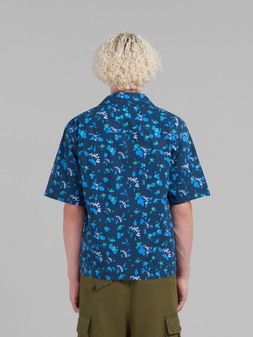Blue poplin bowling shirt with Marni Dripping print - Shirts - Image 3