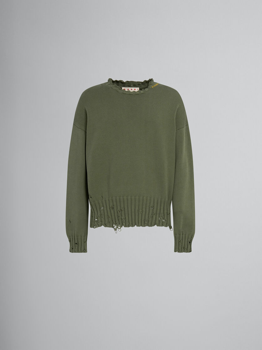 Green cotton crew-neck jumper | Marni