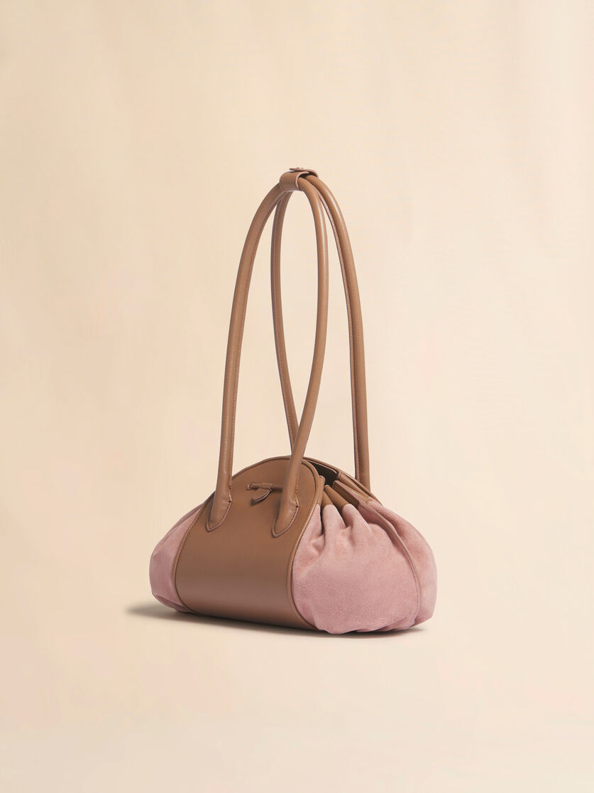 Pink leather and suede Tulipea shoulder bag, Image 3