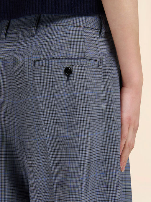 Blue wool trousers with Prince of Wales check - Pants