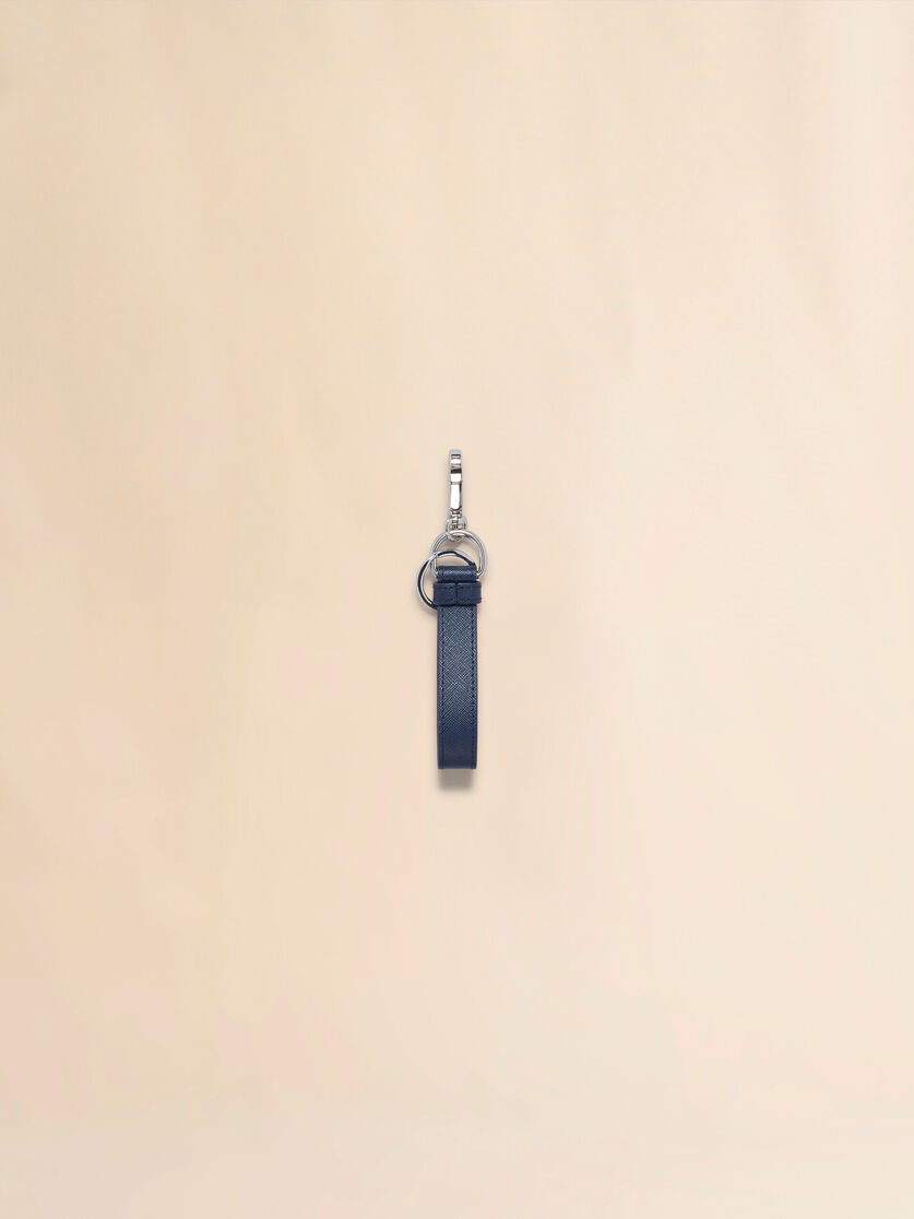 Deep blue and green Saffiano leather keyring - Key Rings - Image 2