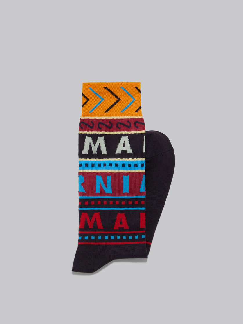 Black cotton socks with mixed logos - Socks - Image 2
