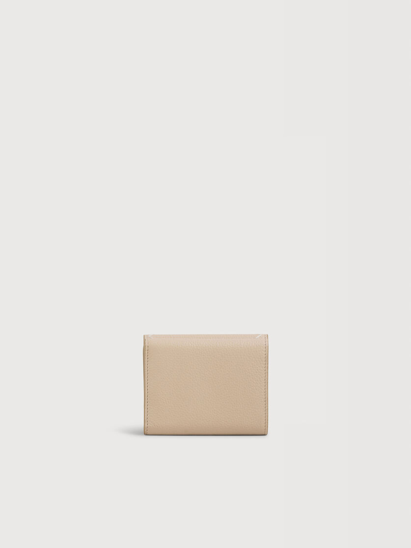 Beige leather trifold wallet with Marni Symbol logo, Image 3