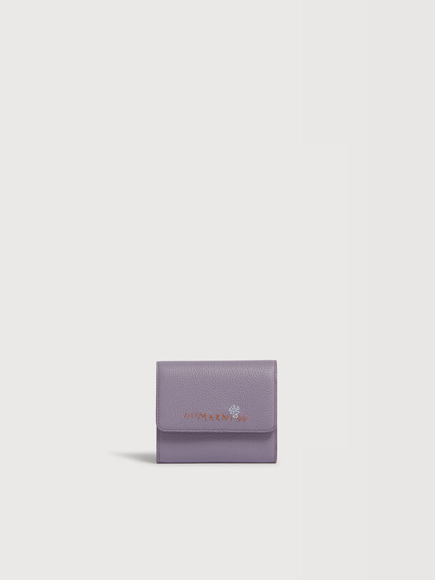 パープル レザー Marni Mending フラップカードホルダー - 財布