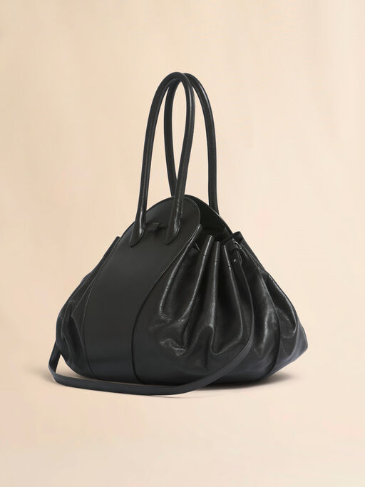 Große Tulipea Tasche aus Leder in Schwarz - Schultertaschen