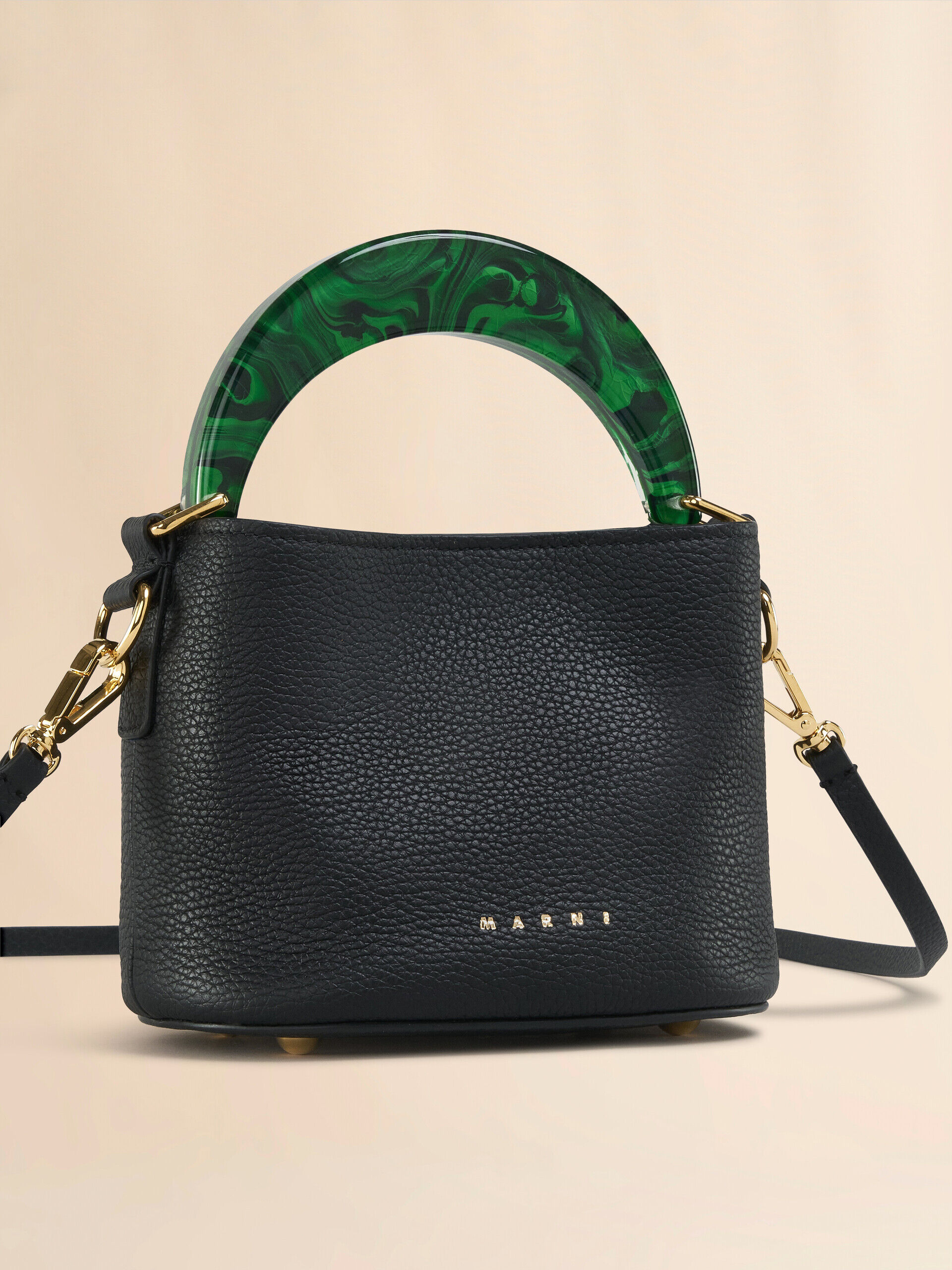 【関税&送料込】Marni Denim Bucket Bag Blue striped Tribeca shopping bag with Marni logo | Marni