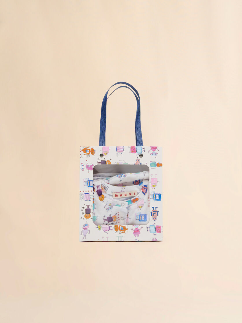 Off-white cotton newborn set with Robottini print - Knitwear - Image 4