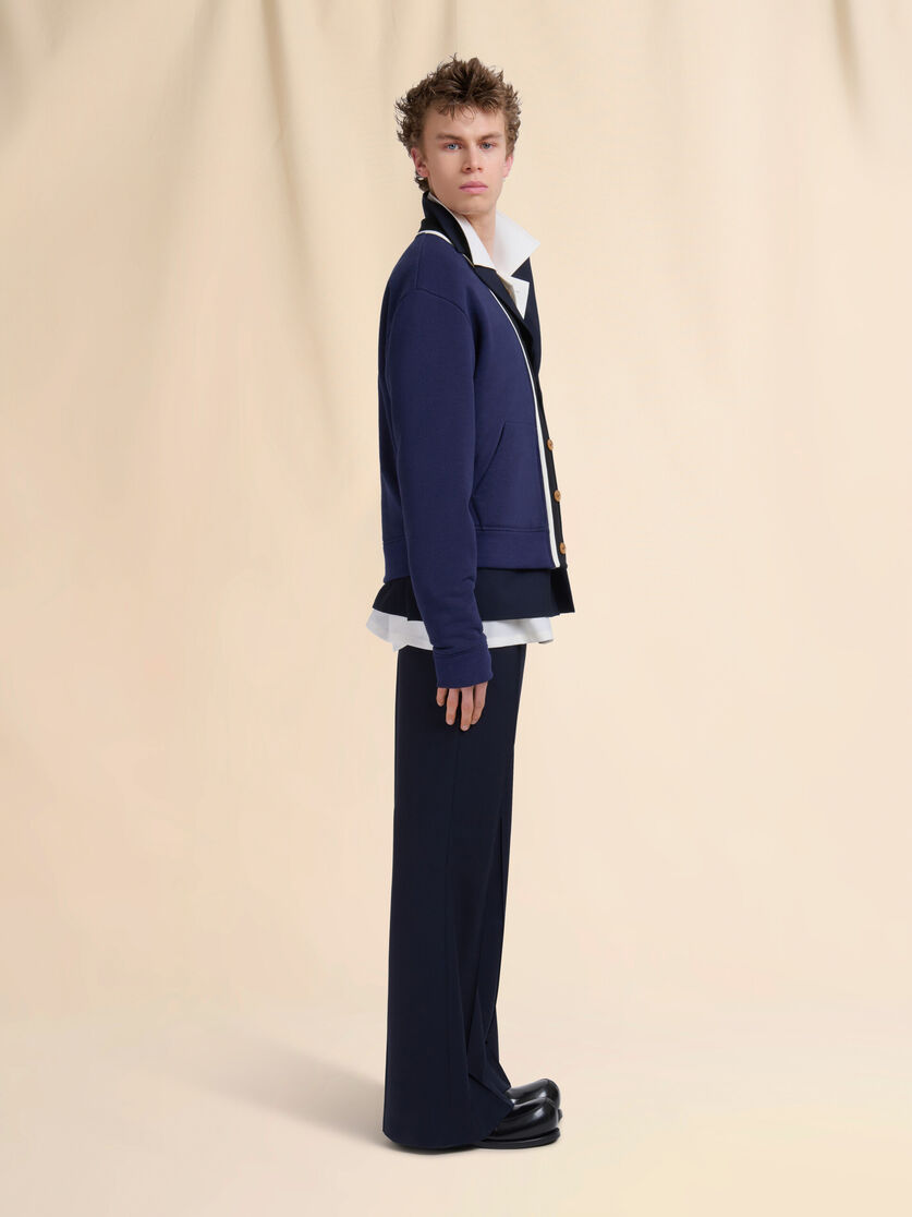 Dunkelblaue Hose aus Wolle mit genähten Falten - Hosen - Image 5