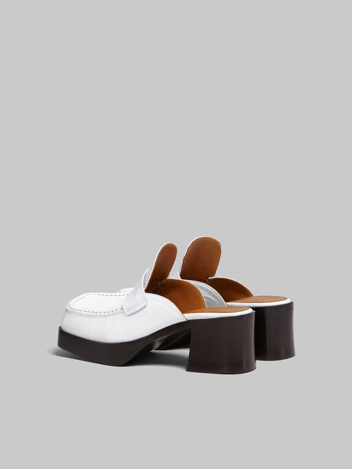 White leather heeled mule - Pumps
