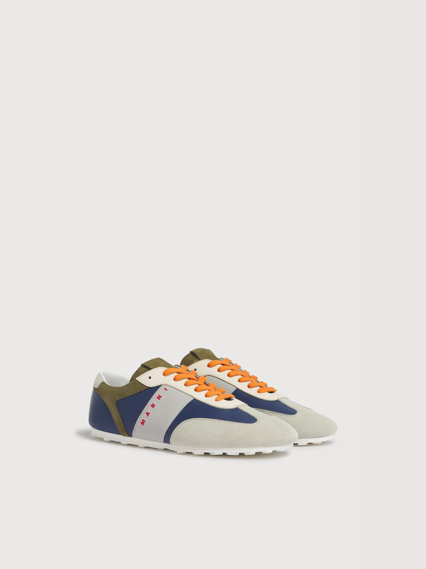 Blue leather and multicolour suede Softy Soccer sneaker, Image 2