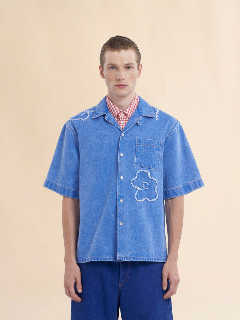 Light blue bowling shirt with Dillies patch details - Shirts - Image 2