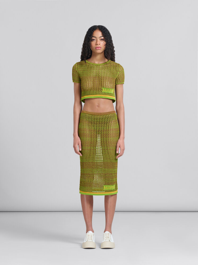 グリーンのオーガニックコットン製ネットミディ丈スカート | Marni