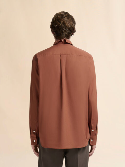 Brown cotton poplin shirt with Marni Mending logo - Shirts