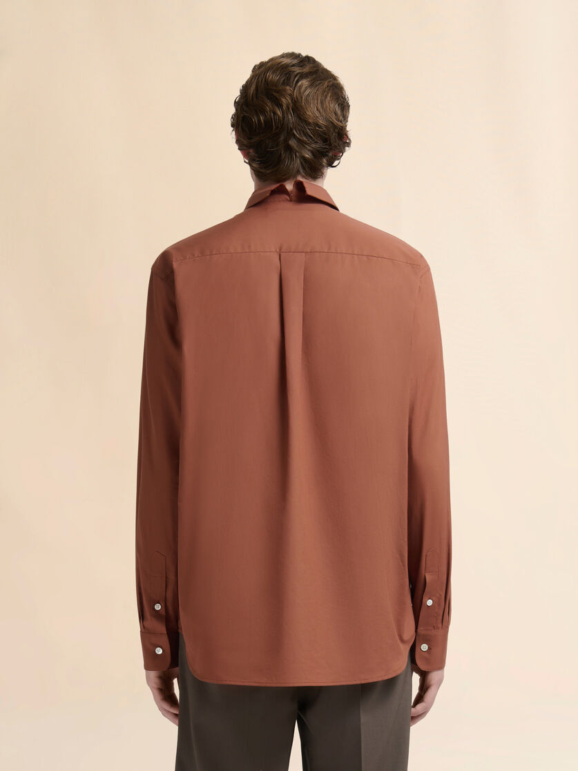 Brown cotton poplin shirt with Marni Mending logo - Shirts - Image 3