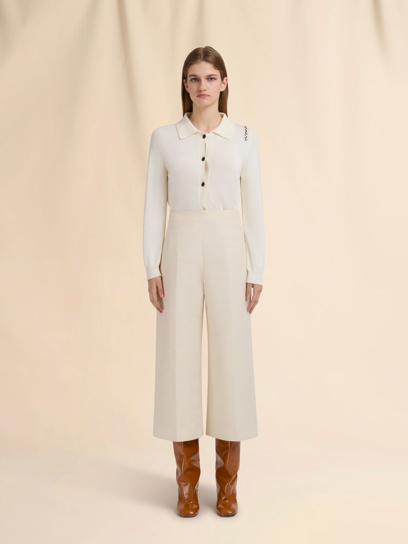 Cream cotton cady cropped trousers - Pants - Image 2