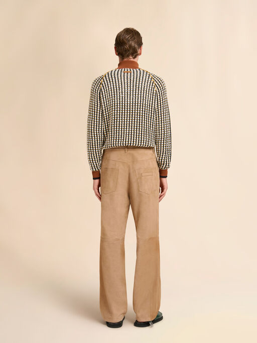 Brown suede trousers with cut-out detailing - Pants