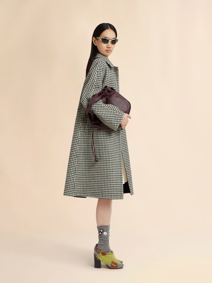 Beige felt coat with checked pattern, Image 6