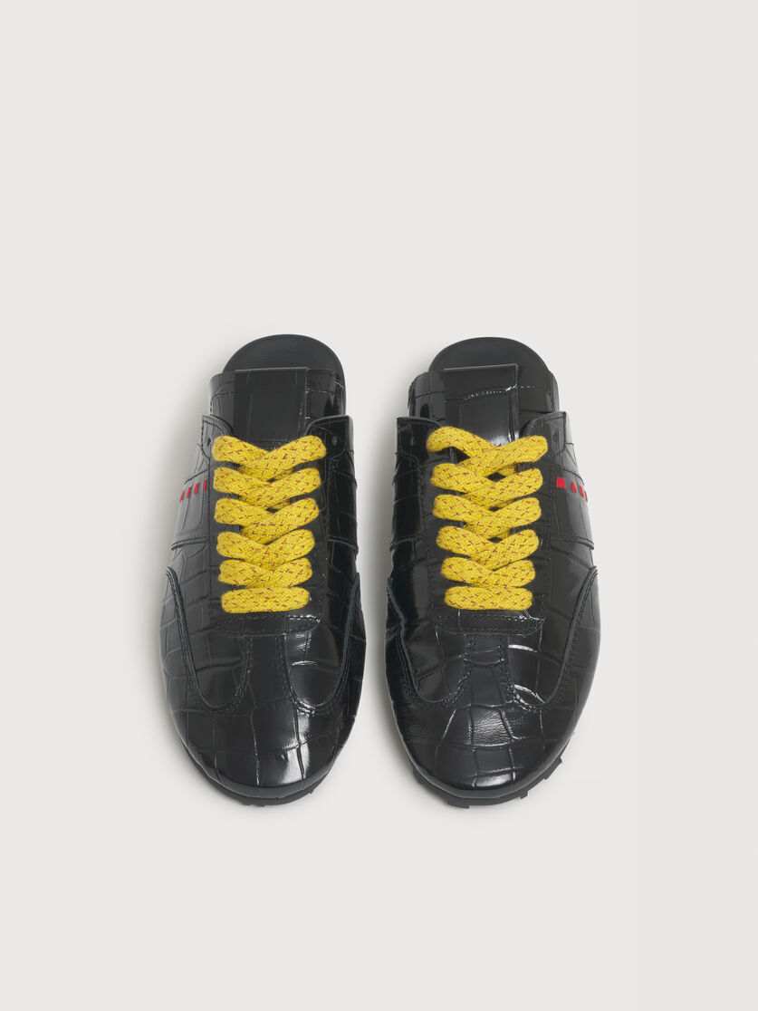 Black croc-effect leather Softy Soccer slip-on sneaker, Image 4