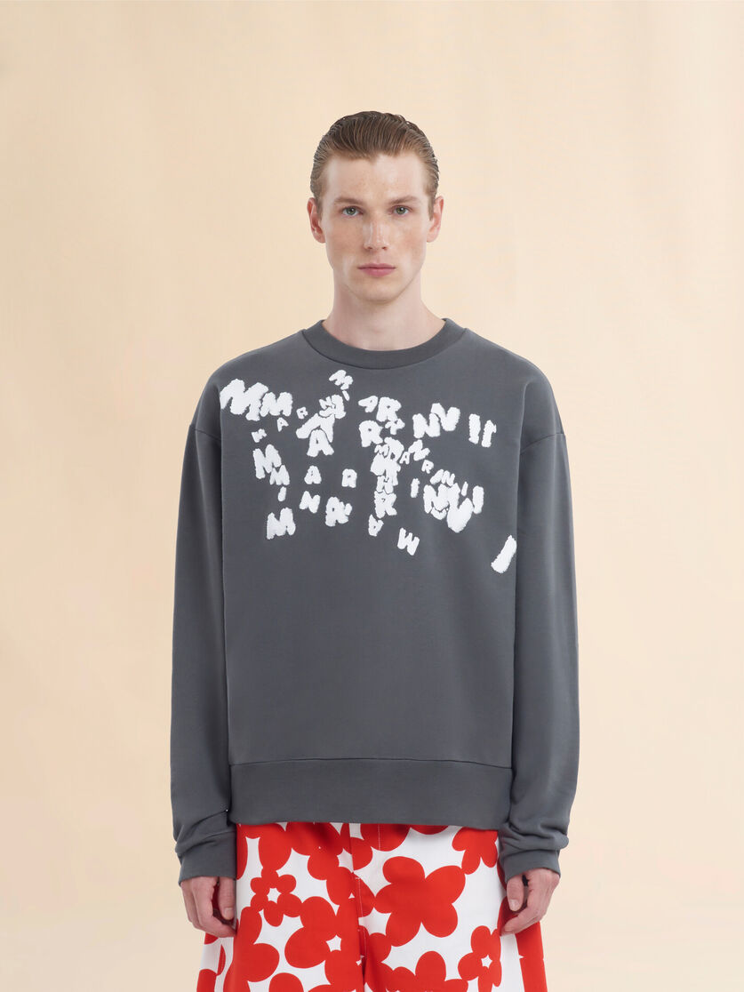 Grey jersey sweatshirt with Marni Caos logo - Sweaters - Image 2