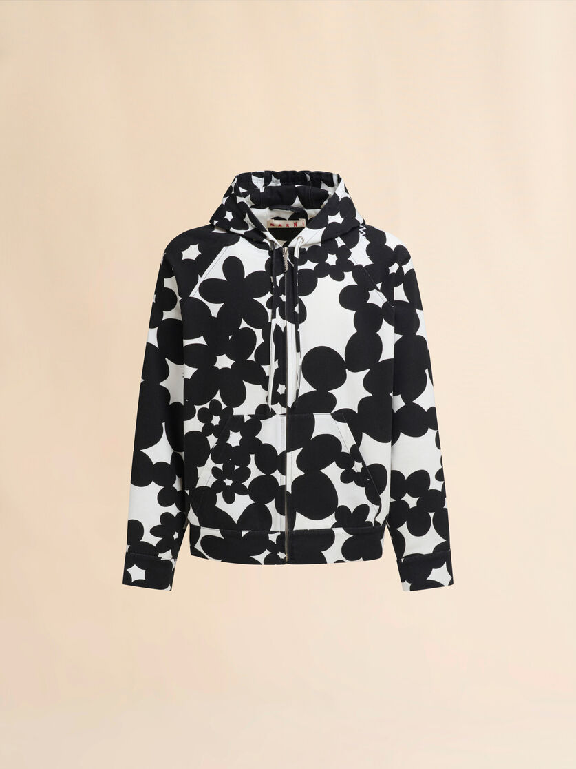 Cotton hoodie with black and white Dillies print - Jackets - Image 1