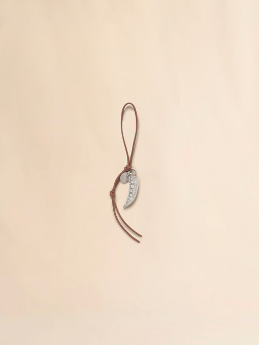 Brown leather keyring with wolf's tooth charm - Key Rings